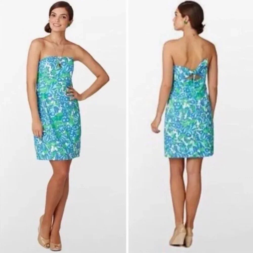 Lilly Pulitzer Bee In Your Bonnet Strapless Dress, Size 2 - Picture 1 of 13